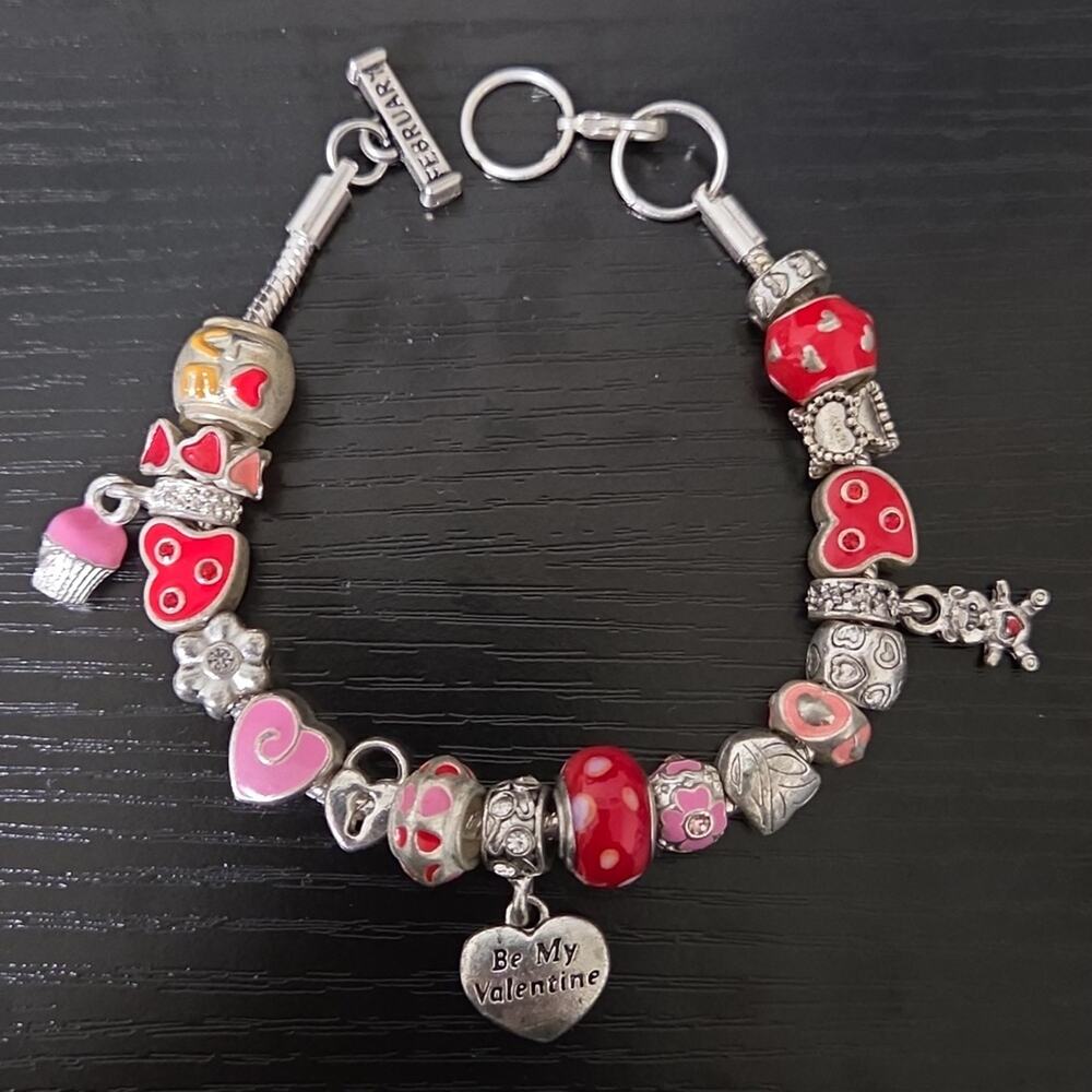 Willabee & Ward February‎ Charm Bracelet Valentines Day Birthstone Theme Jewelry